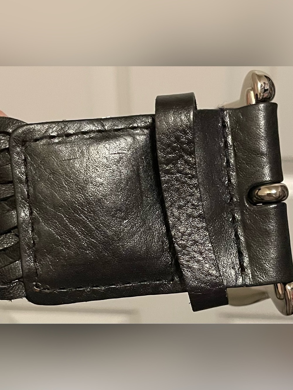 Michael Kors Womens Black Woven Leather Belt XL NWOT - Picture 7 of 11